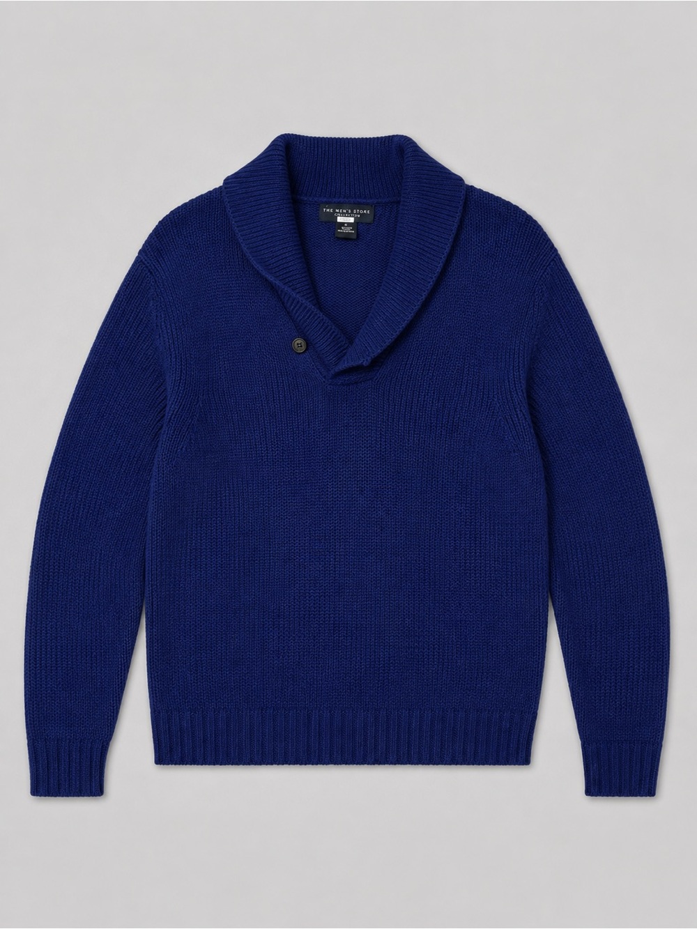 Bloomingdales Mens 100% Cashmere Button Pull Over Sweater Large Long Sleeve Blue